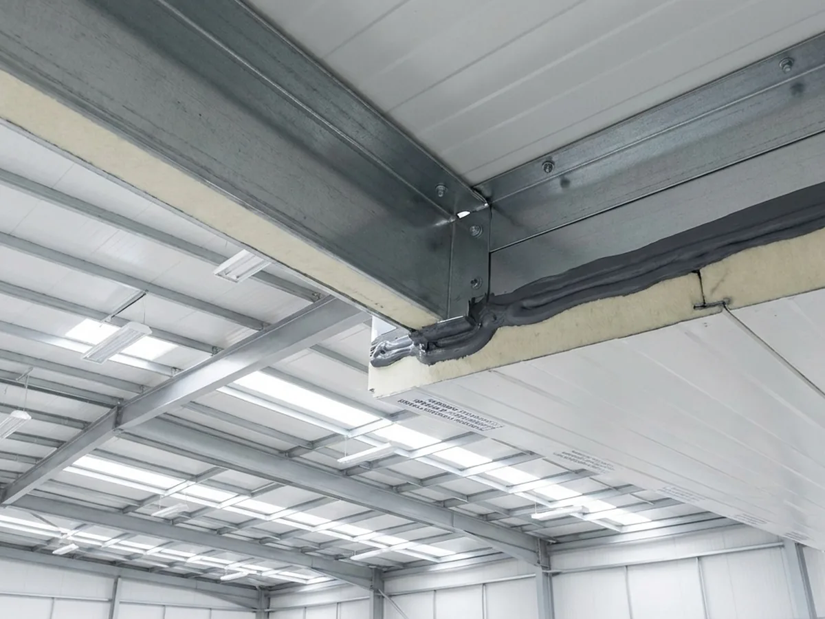 整洁安全的夹芯板屋顶仓库内部