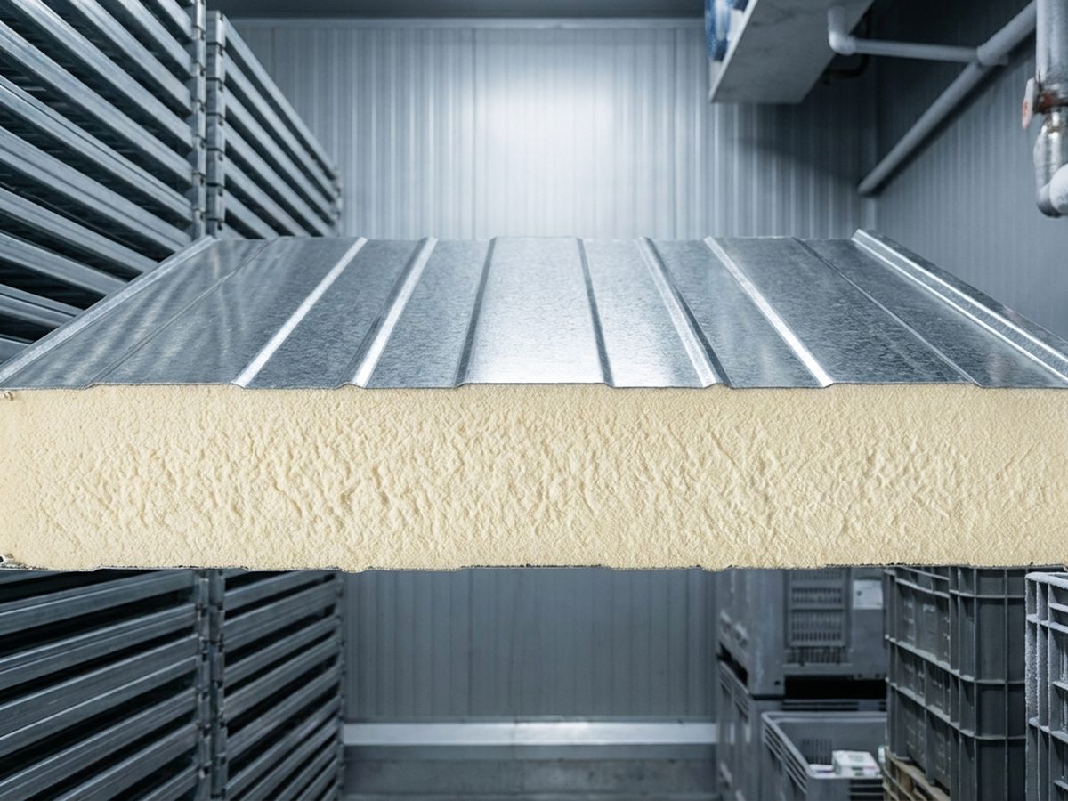 Detail pemasangan sandwich panel dengan perlindungan tepi dan sealant anti-karat