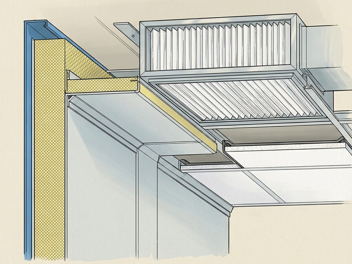Konstruksi dinding cleanroom sandwich panel PIR