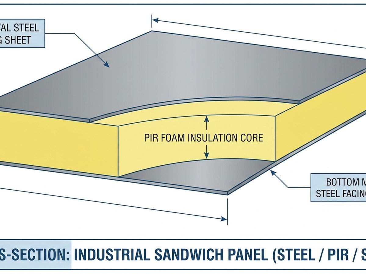 Sandwich Panel Structure - Metal Facing Layers and Insulation Core