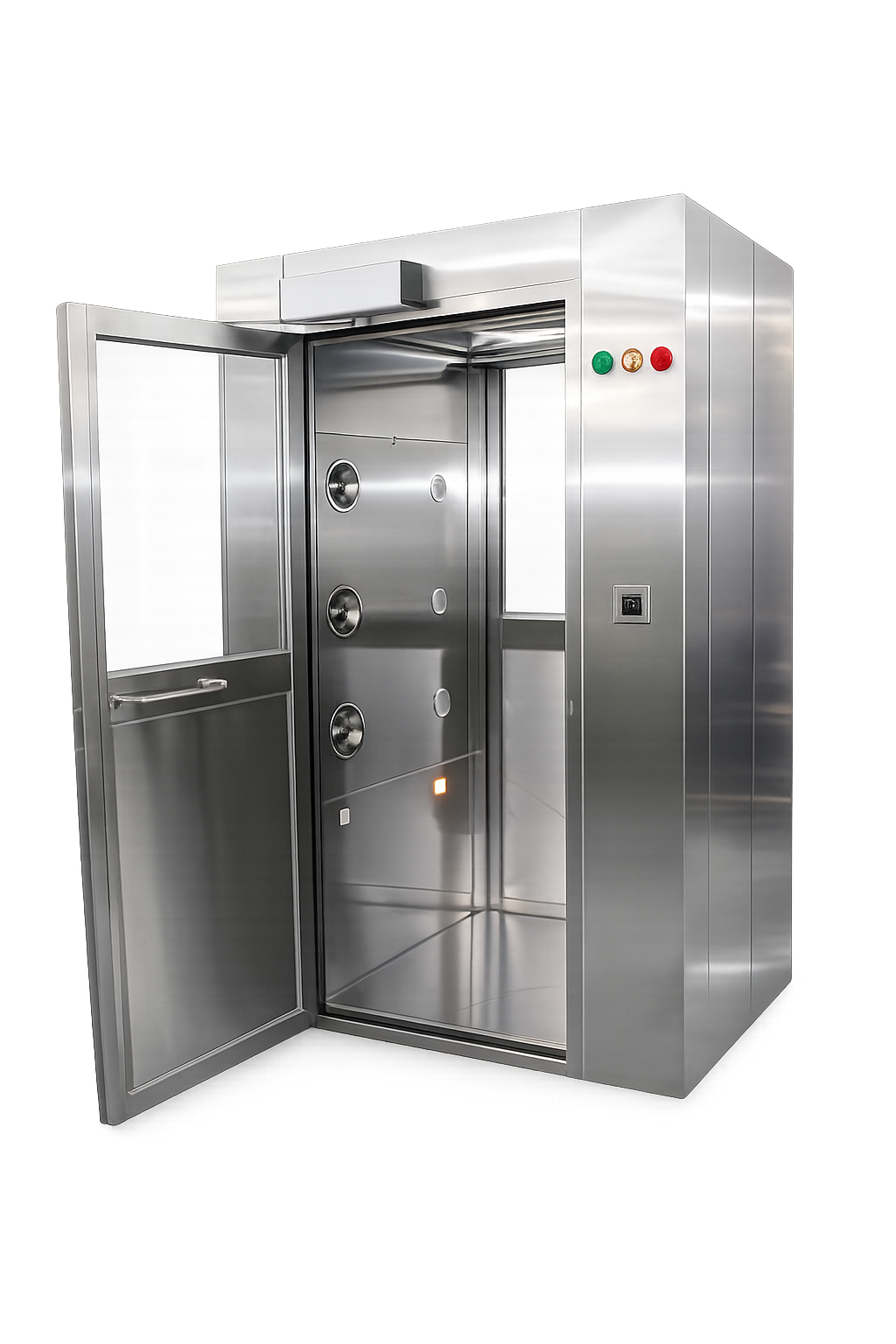 Air shower single person untuk dekontaminasi personel sebelum masuk cleanroom