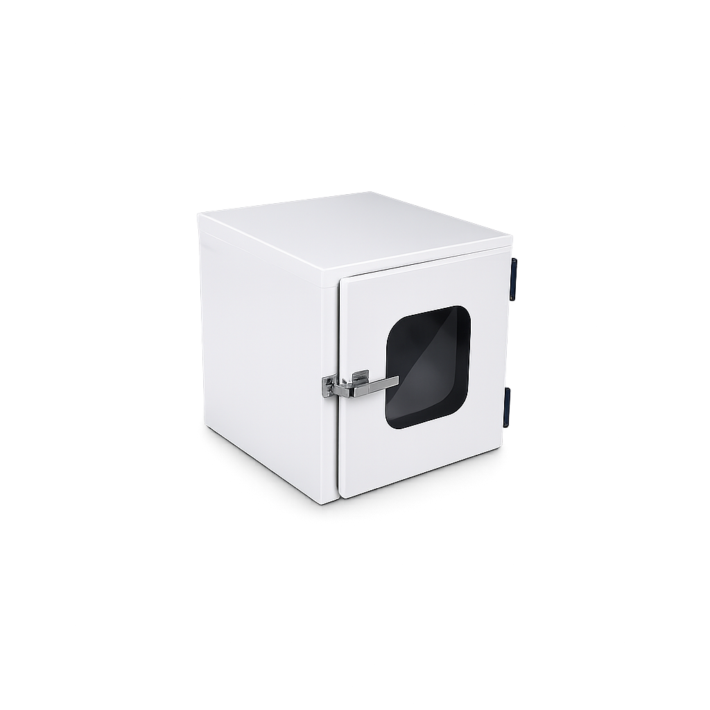 Pass box statis untuk transfer material antar ruang cleanroom dengan sistem interlock